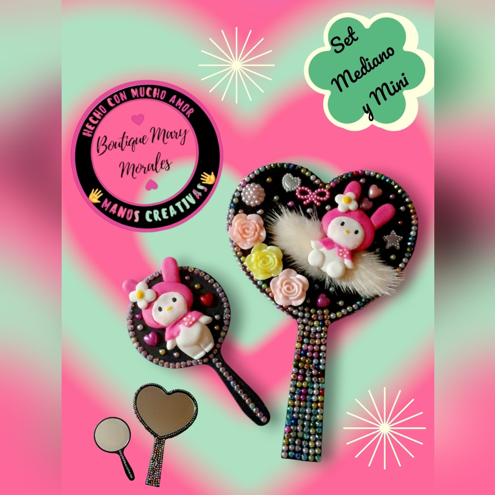 Black Heart Mirror Set